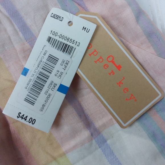 Copper Key NWT A-Line Skirt Pull-On Knee Length Lined Pastel Striped Linen Rayon - Picture 6 of 9